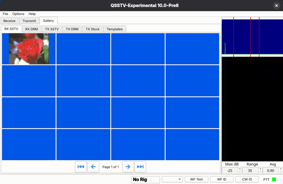 The Gallery tab with six sub-tabs and a 4 by 4 grid of thumbnails containing one picture